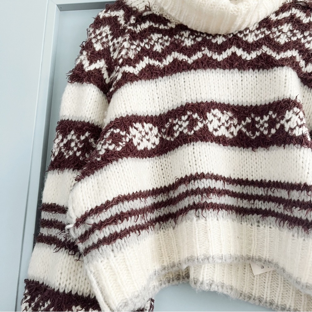 NWT Free People Check Me Out Pullover Sweater in Winter Fog Combo - Picture 6 of 7